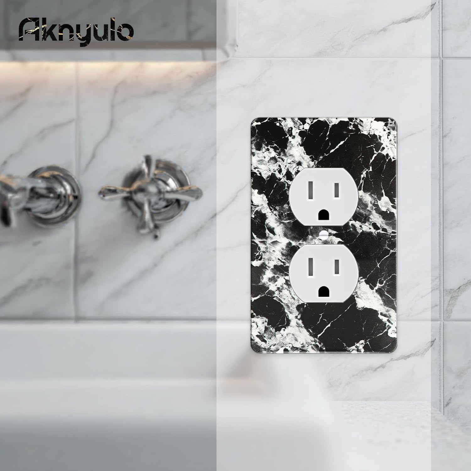 Black White Marble Pattern Acrylic Outlet Covers Light Switch Plate Decorative Wall Plate Light Switch Plate Cover Double Hole Outlet Plate Cover