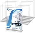 Daofary 12 Pack Acrylic Sign Holder 4 x 6, Double-Sided Stand up Table Top Sign Holders, Clear Acrylic Picture Frame Menu Flyer Paper Holder Display Stand for Office Business Store Wedding Party