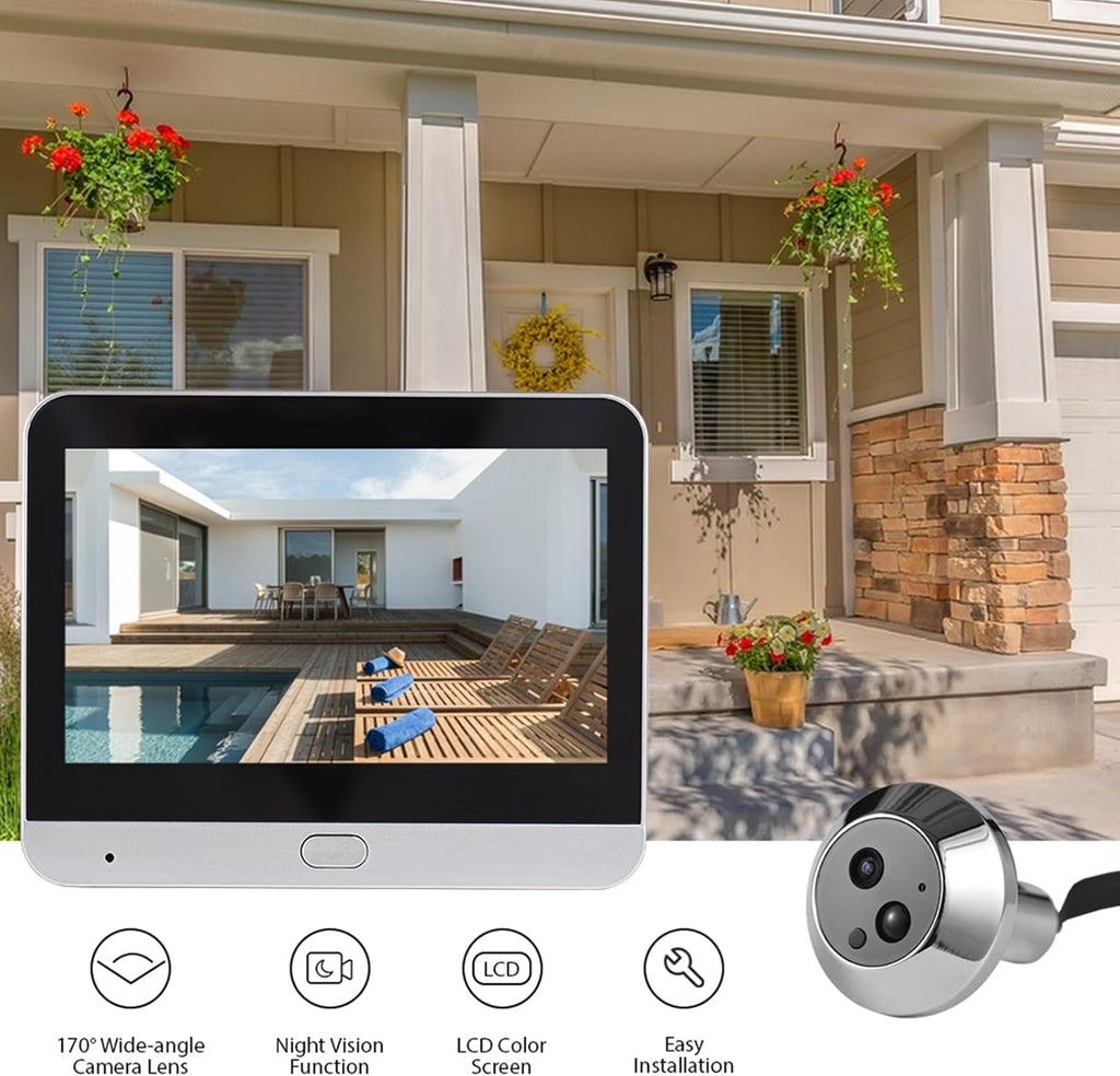 Smart Video Doorbell Camera, WiFi Door Peephole Camera with 4.3in Display Monitor, Tuya APP Wireless Digital Door Viewer, Smart Motion Detection, Night Vision, Rechargeable 5000Ah Battery