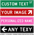 Custom Street Sign Left or Right Arrow, Double Sided/Reflective Option, Personalized Road Address Metal Sign, Customize for Business, Office, Outdoor, Home, Delivery 16''x4''