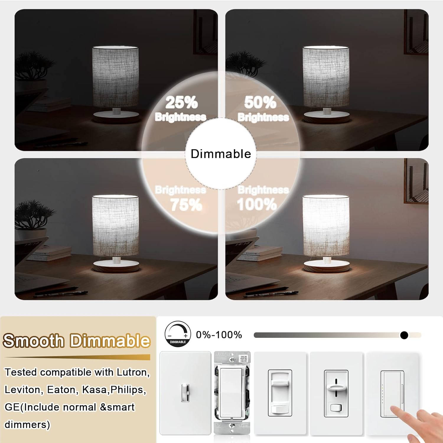 3.2 Inch 5000K Daylight White E26 LED Bulb 60 Watt Equal, AC 120V 600LM Edison Bulbs Dimmable, 6W T10 T30 Filament Light Bulbs Clear Glass for Fan Pendant Wall Light, UL Listed-4 Pack
