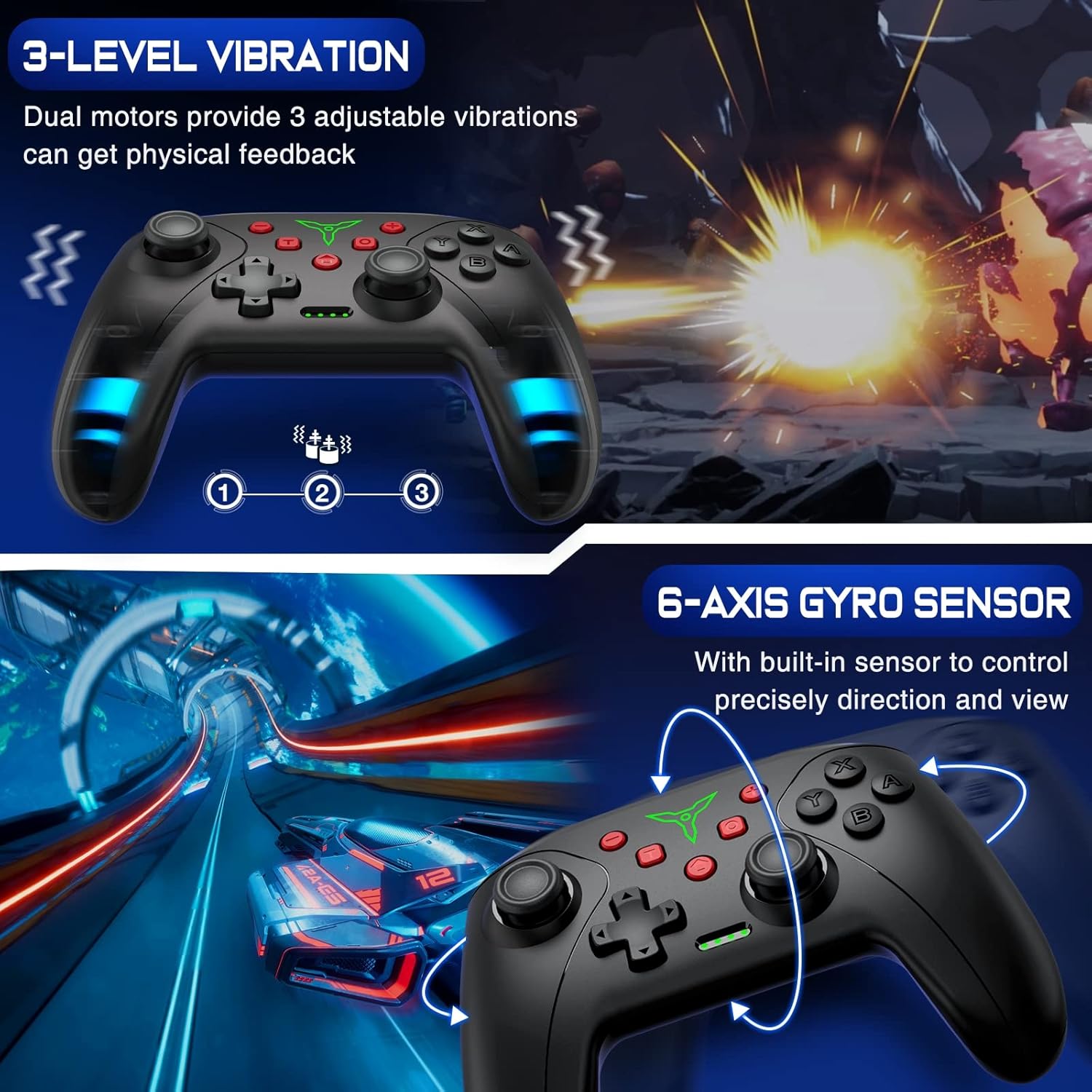 Wireless Switch Controller for Nintendo Switch 2/Switch1/Lite/OLED Controller, Switch Controller with a Mouse Touch Feeling on Back Buttons, Extra Switch Pro Controller with Wake-up,Programmable, Turbo -Black