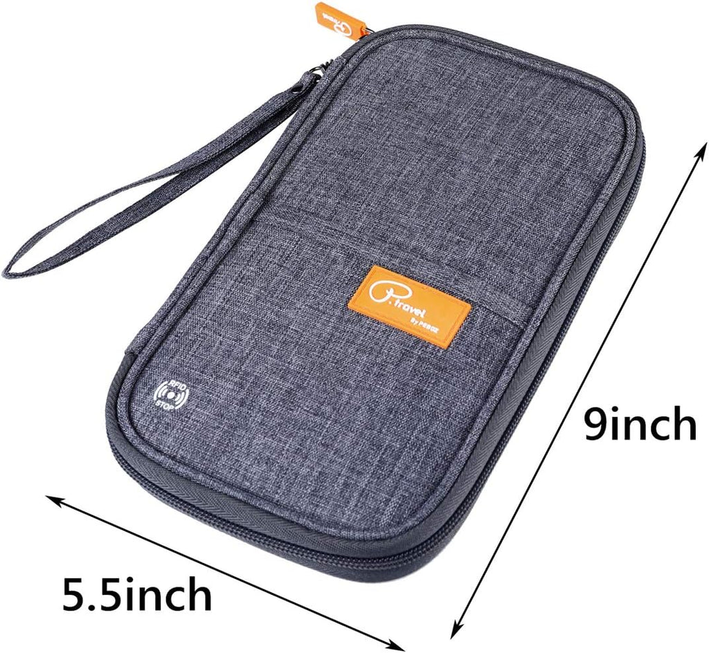 VanFn RFID Travel Passport Wallet, Family Passport Holder, Trip Document Organizer P.Travel Series (Grey)