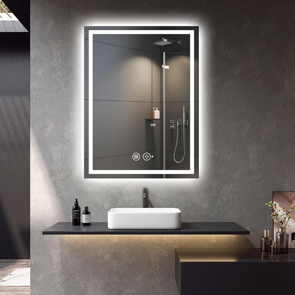 20"x28" LED Bathroom Mirror with Lights, Smart Lighted Bathroom Mirror for Wall, Anti-Fog Lighted Vanity Mirror with Memory, Shatterproof