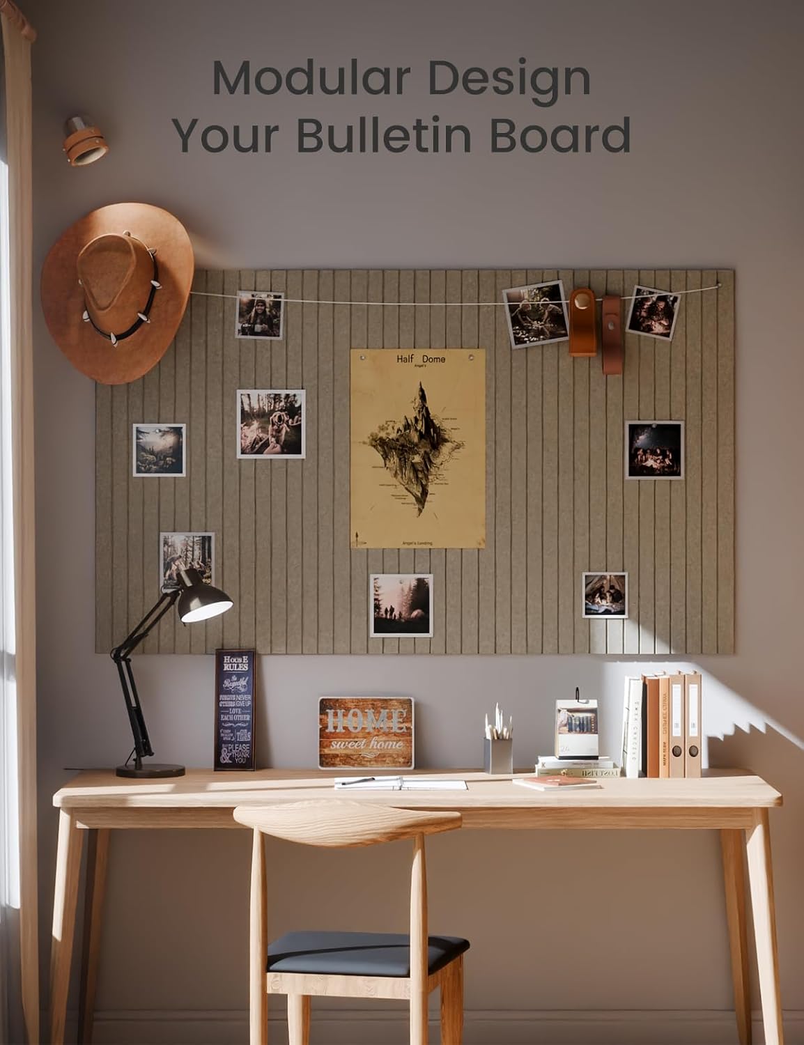 Large Felt Bulletin Board 36"x24" Cork Board Alternative - 6 Pack with 40 Safe Removable Adhesive Tabs, Cork Boards for Walls Cork Board for Home Office Classroom Pin Board-Earth Brown