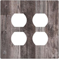Outlet Covers Rustic Dark Grey Wood Retro Country Wooden 2 Gang Double Duplex Decorative Light Switch Covers Electrical Wallplates Socket Faceplate for Farmhouse Cabin Decor