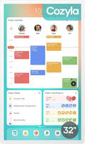 Cozyla Mate Digital Calendar+ 2: 32 Inch Wall Touch Screen Chore Chart Customizable Dashboard Smart Electronic Calendar for Family Schedules Meal Planner Supports All Google Play Apps Wall Mount White