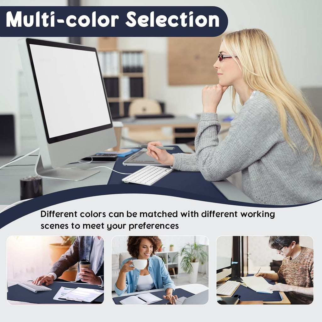 Konohan Heated Large Desk Mat PU Leather Warm Mouse Pad with 5 Heating Level & 4 Hour Auto Shut-Off Heating Keyboard Pad Warmer Gaming Mice Mat Only Supports 110v(Dark Blue Color,31.5" X 13")