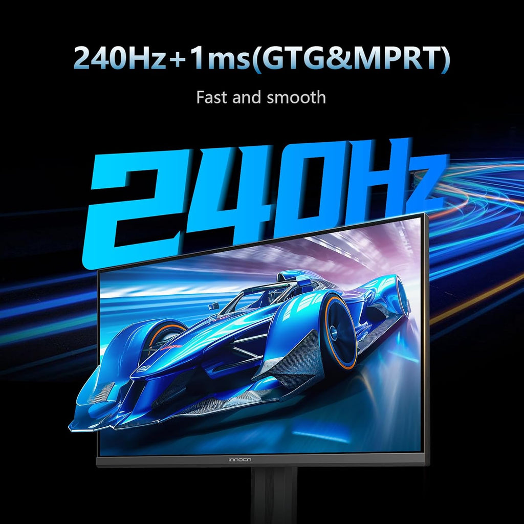 INNOCN 24.5" Monitor 1920 x 1080p 240Hz 1ms Gaming PC Computer IPS Display HDR400 HDMI, DisplayPort, Height/Pivot Adjustable Stand, Mountable, Black - 25G2H Plus