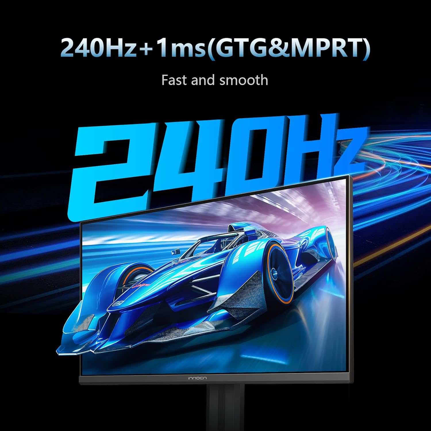 INNOCN 24.5" Monitor 1920 x 1080p 240Hz 1ms Gaming PC Computer IPS Display HDR400 HDMI, DisplayPort, Height/Pivot Adjustable Stand, Mountable, Black - 25G2H Plus
