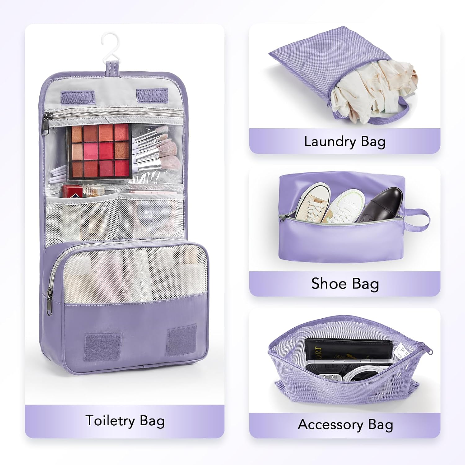 8 Set Compression Packing Cubes for Travel Essentials,Compressible Expandable Packing Cubes for Suitcase,OlarHike Luggage Organizer Bags for Travel,Handy Helper for Organizing Clothes(Purple Gray)