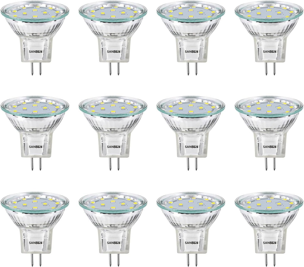 3W MR11 LED Landscape Light Bulbs, Low Voltage 12V 20W Halogen Replacement for Outdoor Landscape Spotlight and Track Light, GU4 Bi-Pin Base, Daylight White 4000K, Non-Dimmable, (Pack of 12)