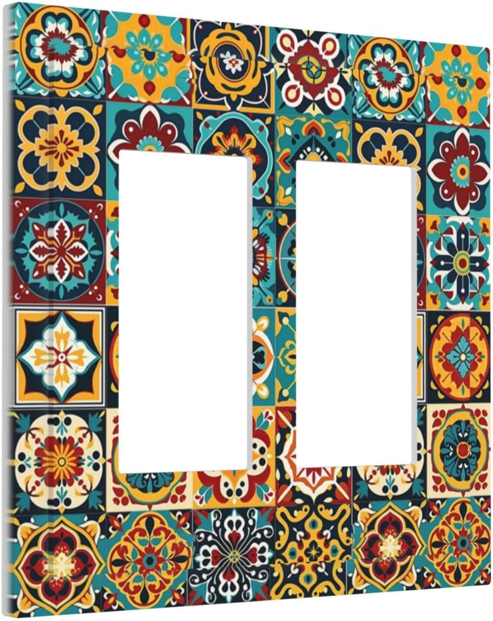Decorative Outlet Covers Mexican Talavera Colorful Mosaic Tiles 2 Gang Double Gfci Rocker Electrical Wall Panels Light Switch Cover Plate For Bathroom Kitchen Decor