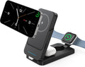 ANJANK 3 in 1 Portable Wireless Charging Station, Removable 5000mAh Mag-Safe Power Bank, Foldable Travel Magnetic Charger Stand for iPhone 17 16 15 14 13 12 Pro Max Plus, Apple Watch Series, AirPods