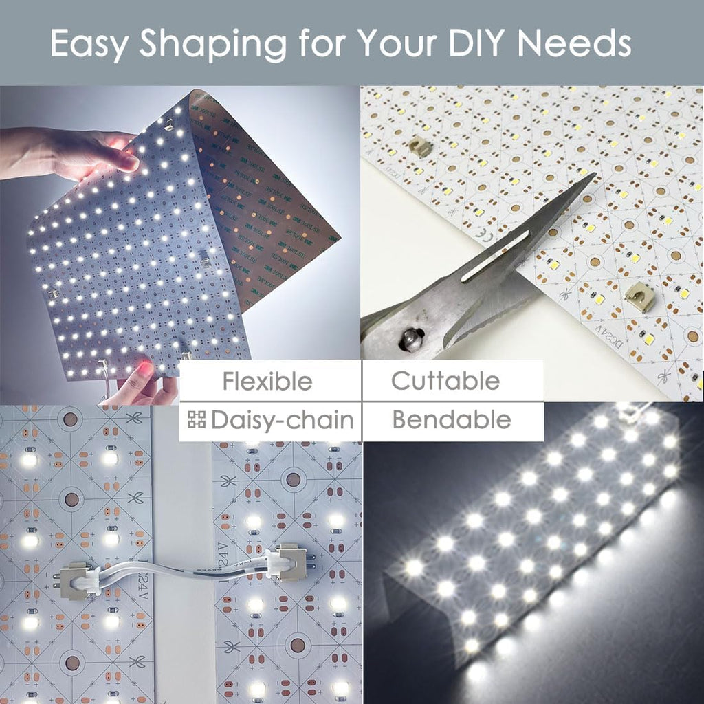 1-Pack LED Backlight Sheet 24V 36W 6000K White, 19.3X9.6 inches Each Unit, Dimmable Flexible LED Panel Sheet for Backlit Translucent Stone/Marble/Onyx/Quartz Countertops Walls