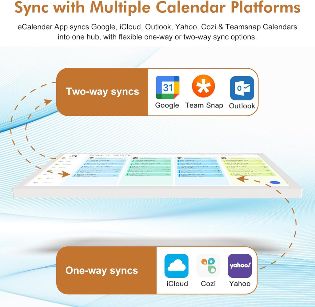 24" Smart Calendar Digital Chore-Chart-for-Planner - Touchscreen Display Electronic Calendar for Family Schedules, 32GB, Auto-Sync Google iCloud Outlook Calendars, Wall Mounted Household Organization