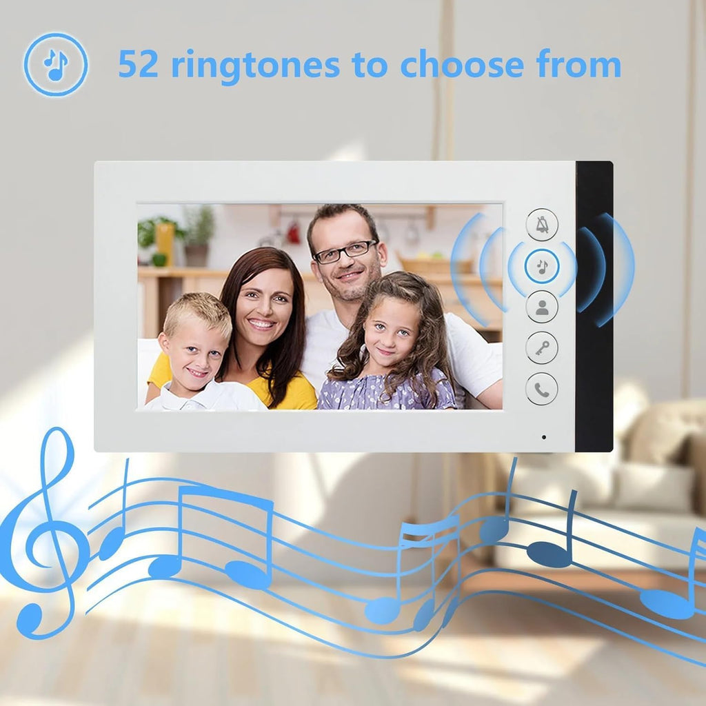 Wired Video Intercom System,7 Inch Ring Video Doorbell with IR Night Vision,HD Camera Kits,IR Outdoor Camera,Dual-Way Intercom for Villa Home Office Apartment (1 Bell +10 Monitor)