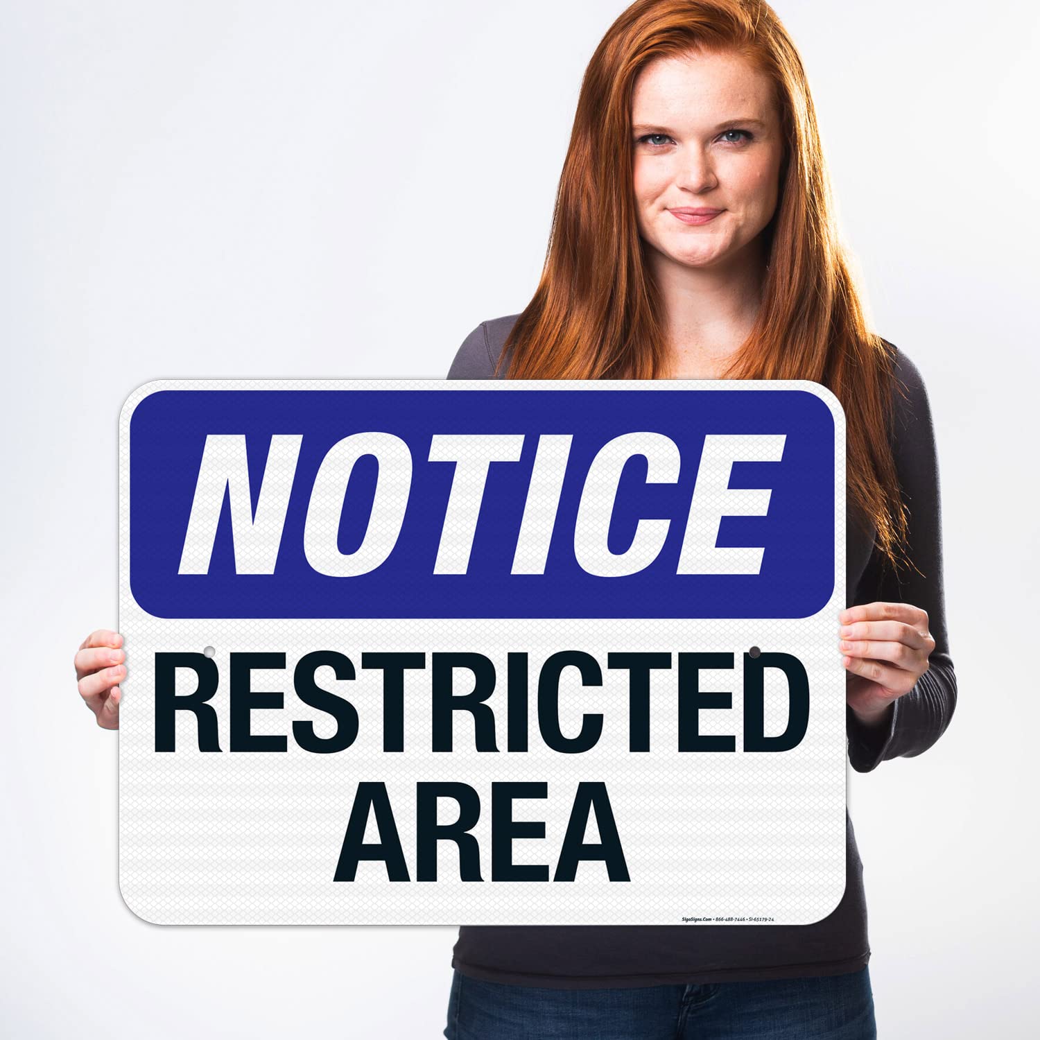 Notice Restricted Area Sign, 18x24 Inches, 3M EGP Reflective .080 Aluminum, Fade Resistant, Made in USA