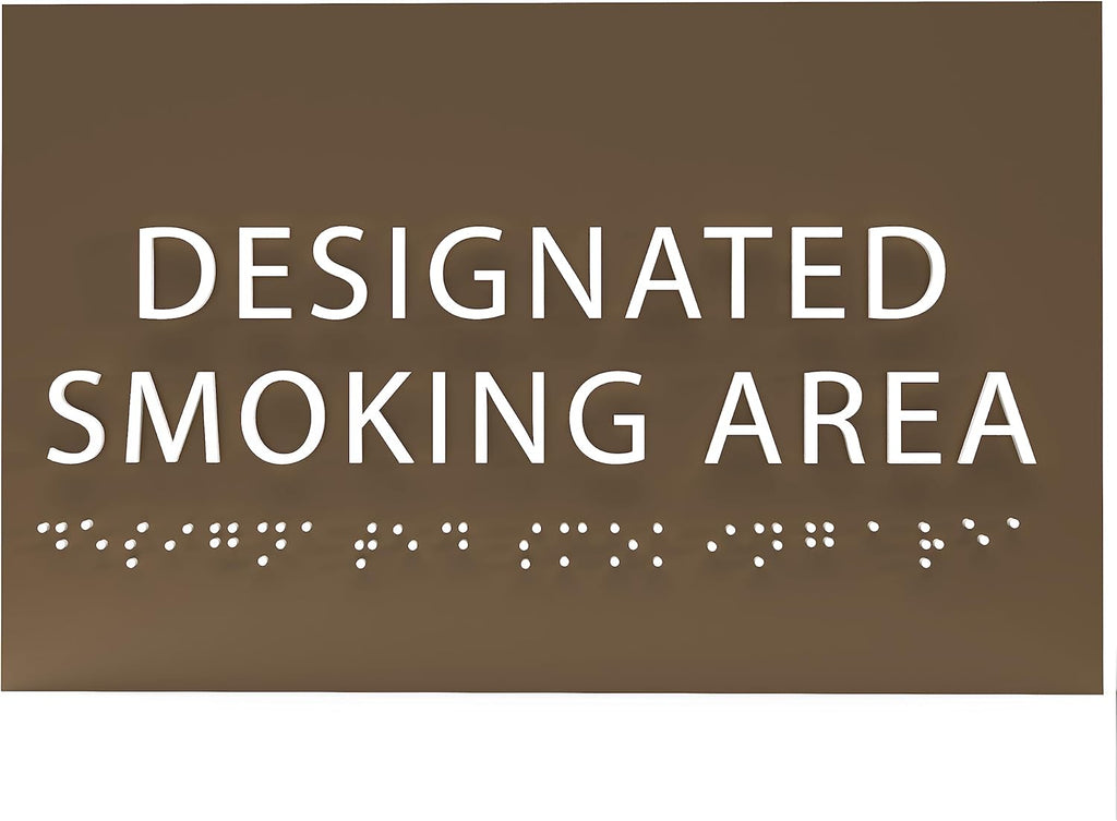 6" X4" Designated Smoking Area Sign - ADA Compliant Tactile Graphics Grade 2 Braille Text | Smoking Permitted Wall Signs for Offices, Private Businesses, Schools, and Restaurants