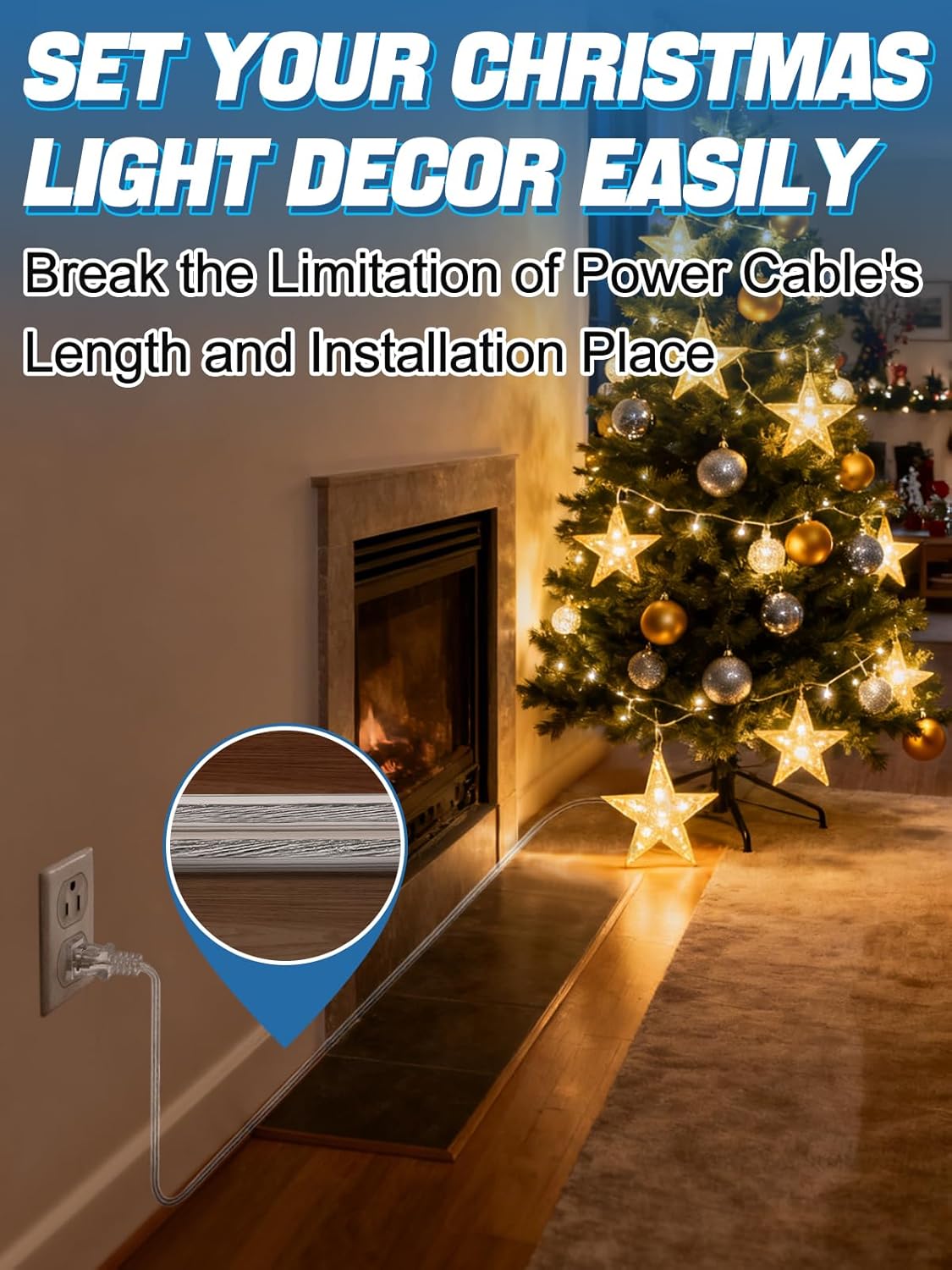 6ft Clear Extension Cord - Male to Female Invisible Indoor Thin 2 Prong Power Cable for Christmas Light Extension Cord, UL-Certified (2 x 18 AWG 250V 6A)