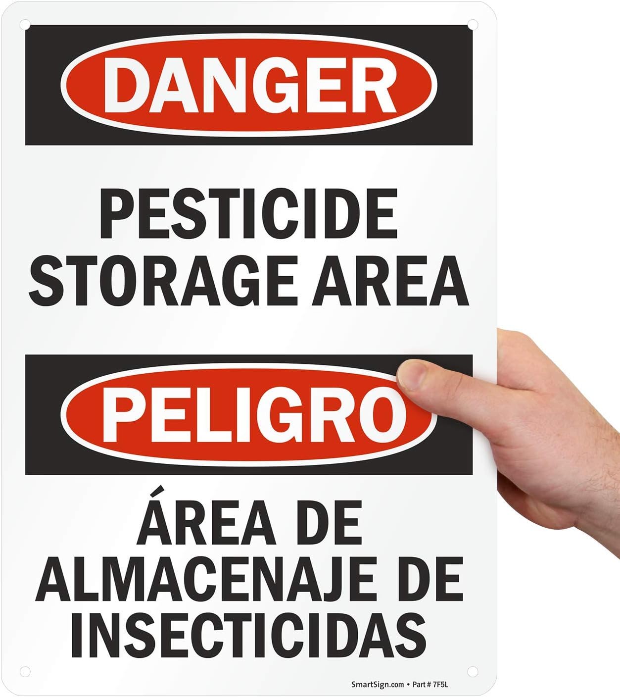 SmartSign "Danger - Pesticide Storage Area" Bilingual Sign | 10" x 14" Plastic