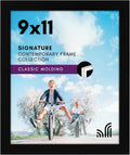 Americanflat 9x11 Picture Frame with Shatter-Resistant Glass - Signature Collection - Gallery-Style Frames Made of Engineered Wood - Photo Frame for Tabletop and Wall Display - Black