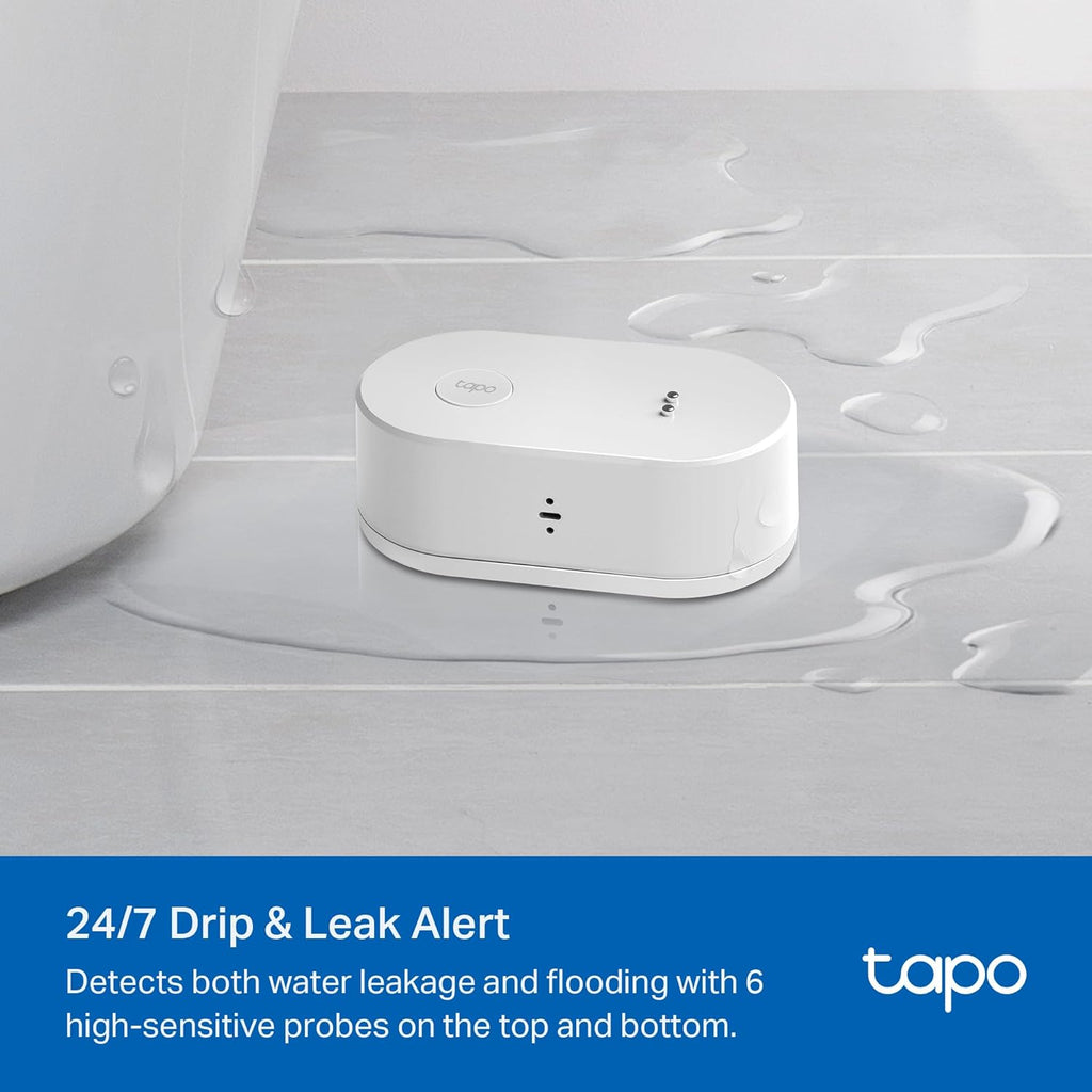 TP-Link Tapo Smart Water Leak Detector, Requires Tapo Hub, Water Leak Sensor Wi-Fi with Rapid Dripping Detection, 90dB Adjustable Alarm, App Alerts, Compatible with Alexa and Google Home, T300