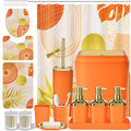 Bathroom Set - Bathroom Sets with Shower Curtain and Rugs, Bathroom Accessory Set, Orange Bathroom Accessories Set with Trash Can, Toilet Brush and Soap Dispensers