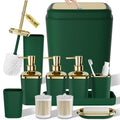 Bathroom Accessory Set, 11PC Bathroom Set, Green Bathroom Accessories, Bathroom Accessories Set with Trash Can, 3PC Soap Dispensers and Toilet Brush