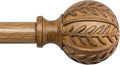 Boho Wood Curtain Rods for Windows 72 to 144 inch,1" Adjustable Heavy Duty Window Curtain Rod with Imitation Wood Grain Finials,Rustic Decorative Drapery Rods Set,Size:36-150'',Natural Wood
