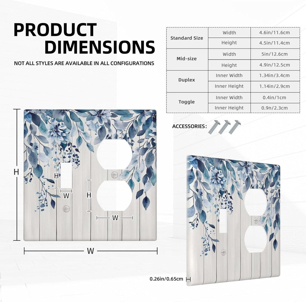 Eucalyptus Rustic Watercolor Plant Wallplates 1 Toggle 1 Duplex Switch Plate Electrical Gfci Faceplate Decorative Light Switch Covers For Farmhouse Home Decor