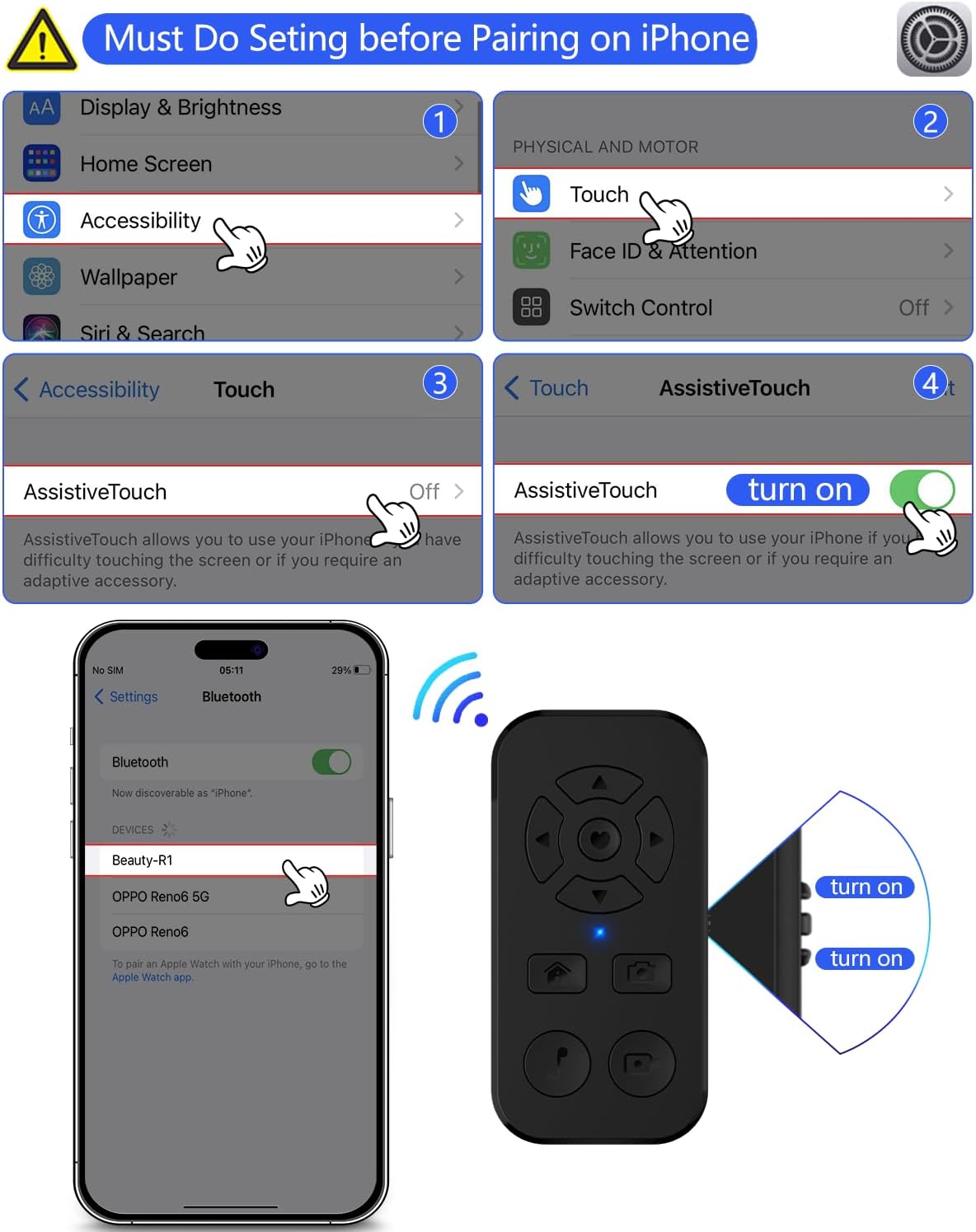 TikTok Video Scrolling Remote Control for iPhone and Android Smartphones, Cellphone E-Book APP Page Turner, Camera Photo and Video Clicker, Neck Strap Included.