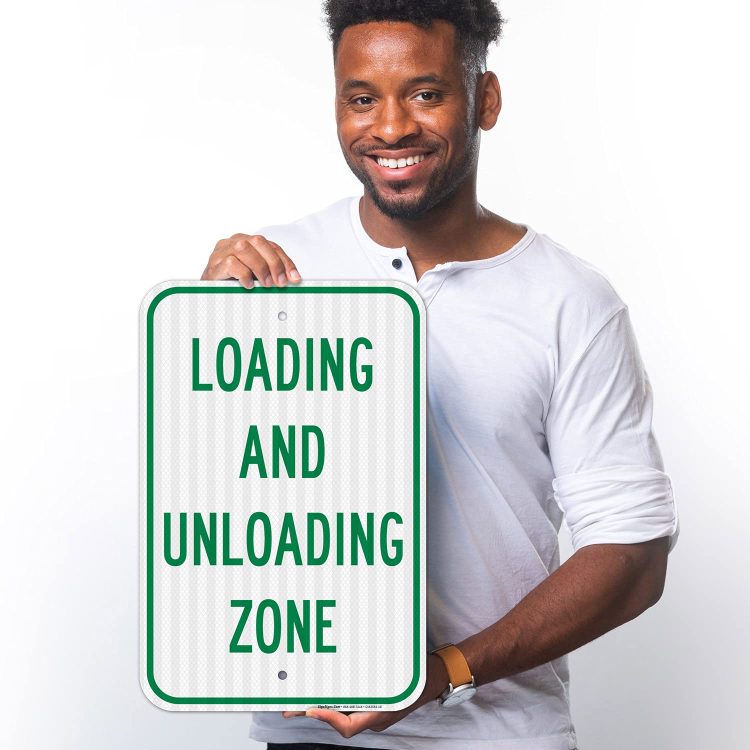 Loading and Unloading Zone Sign, 12x18 Inches, 3M EGP Reflective .063 Aluminum, Fade Resistant, Made in USA
