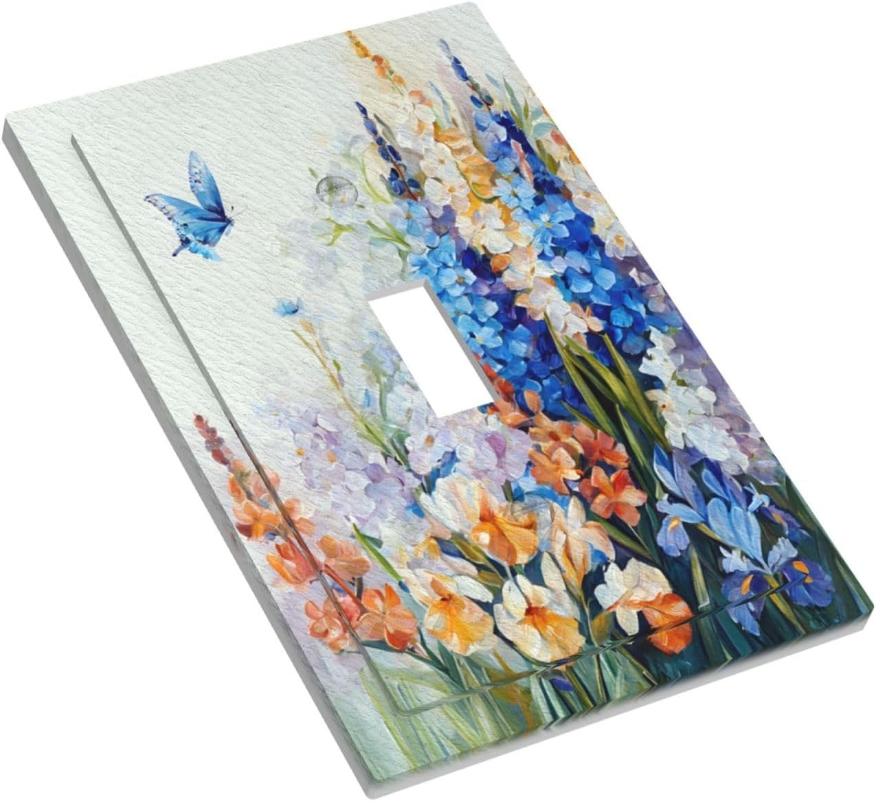 Decorative Light Switch Plate Covers Rustic Colorful Floral Garden Flowers 1 Gang Light Switch Cover Plate Single Toggle Wall Plate Outlet Covers Faceplate for Country Bedroom Home Decor