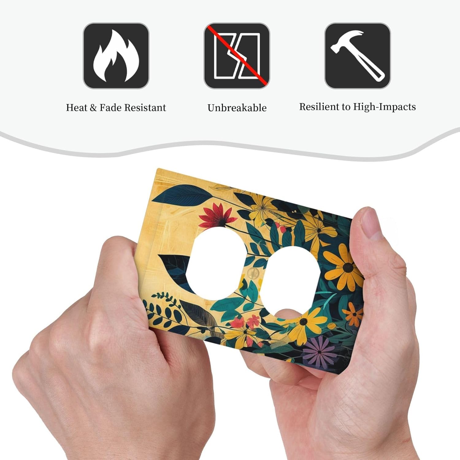 Abstract Minimalist Floral Botanical Boho Flower 1 Gang Duplex Receptacle Switch Wall Plate Decorative Switchplate Outlet Covers Electrical Plug Cover Faceplate for Bathroom Home Decor 5 X 3 IN