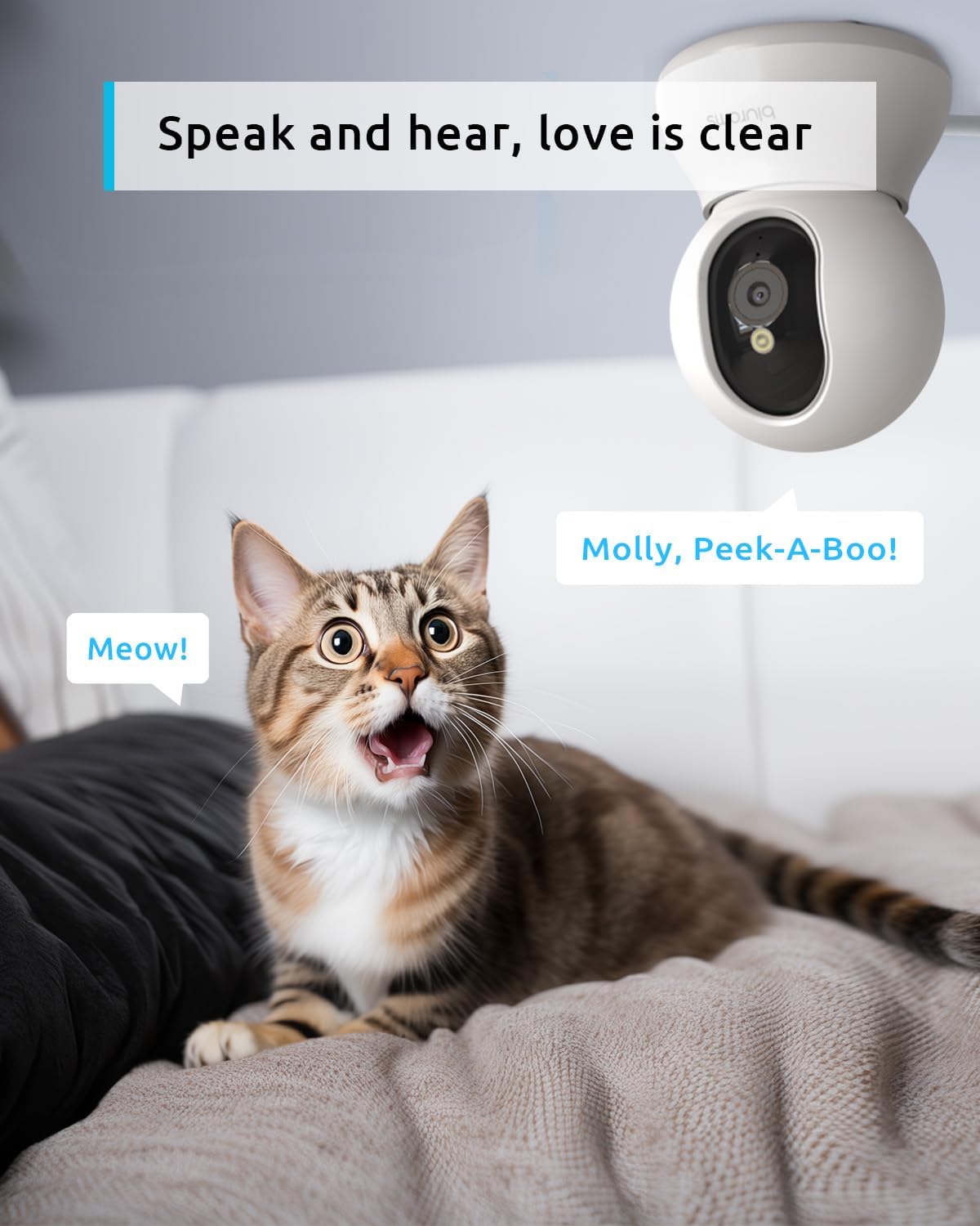 blurams 5G Pet Camera 2K, 360° PTZ Dog Camera with Phone App, Indoor Cameras for Home Security w/Dual-Band WiFi6, 2-Way Audio, Motion Tracking, Color/IR Night Vision, Siren, Cloud&SD