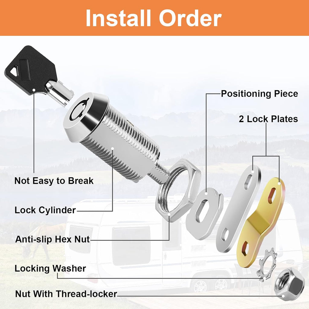 Cam Lock RV Locks for Storage Door 1inch RV Compartment 4PCS Keyed Alike,Trailer Replacement Set with Keys, Chrome Finish (4, 1 Inch)