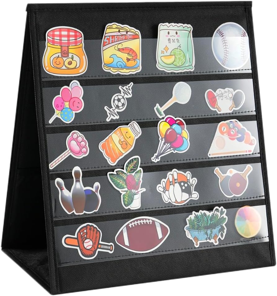 UCEC Foldable Portable Sticker Display Stand-5 Layers Double Sided, Non-Woven Fabric Sticker Holder Display, Pocket Chart for Craft Shows, Vendor Events & Small Business Showcases (17×13in)