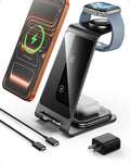 Intoval Aluminum 3 in 1 Wireless Charging Station for iPhone 17 16 15 14 13 12 11 Pro Max XR, Wireless Charger for Apple Watch 11 10 9 8 7 Ultra SE 3 2, Phone Charger for AirPods 4 Pro 2 3 (Grey)