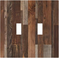Vintage Brown Wooden Boards Print Wood Grain Decorative Switch Plates 2 Gang Double Toggle Outlet Light Switch Cover Wall Plate Electrical Faceplate for Farmhouse Home Decor