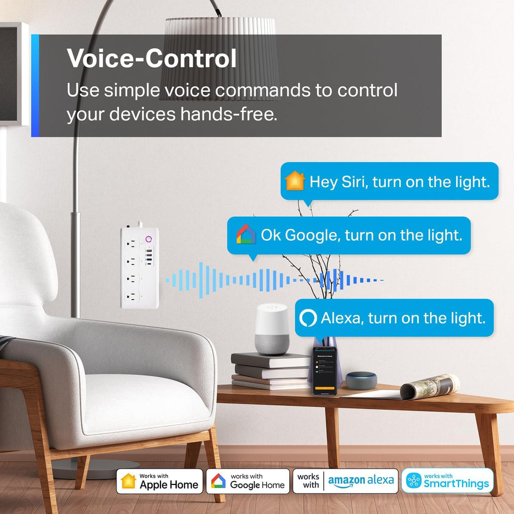 UseeLink Matter Smart Power Strip, Surge Protector,Support Apple HomeKit, Alexa, Google Home with Schedule Timer, App & Voice Control,5 Ft Extension Cord with 4 Smart Outlets and 4 USB Ports