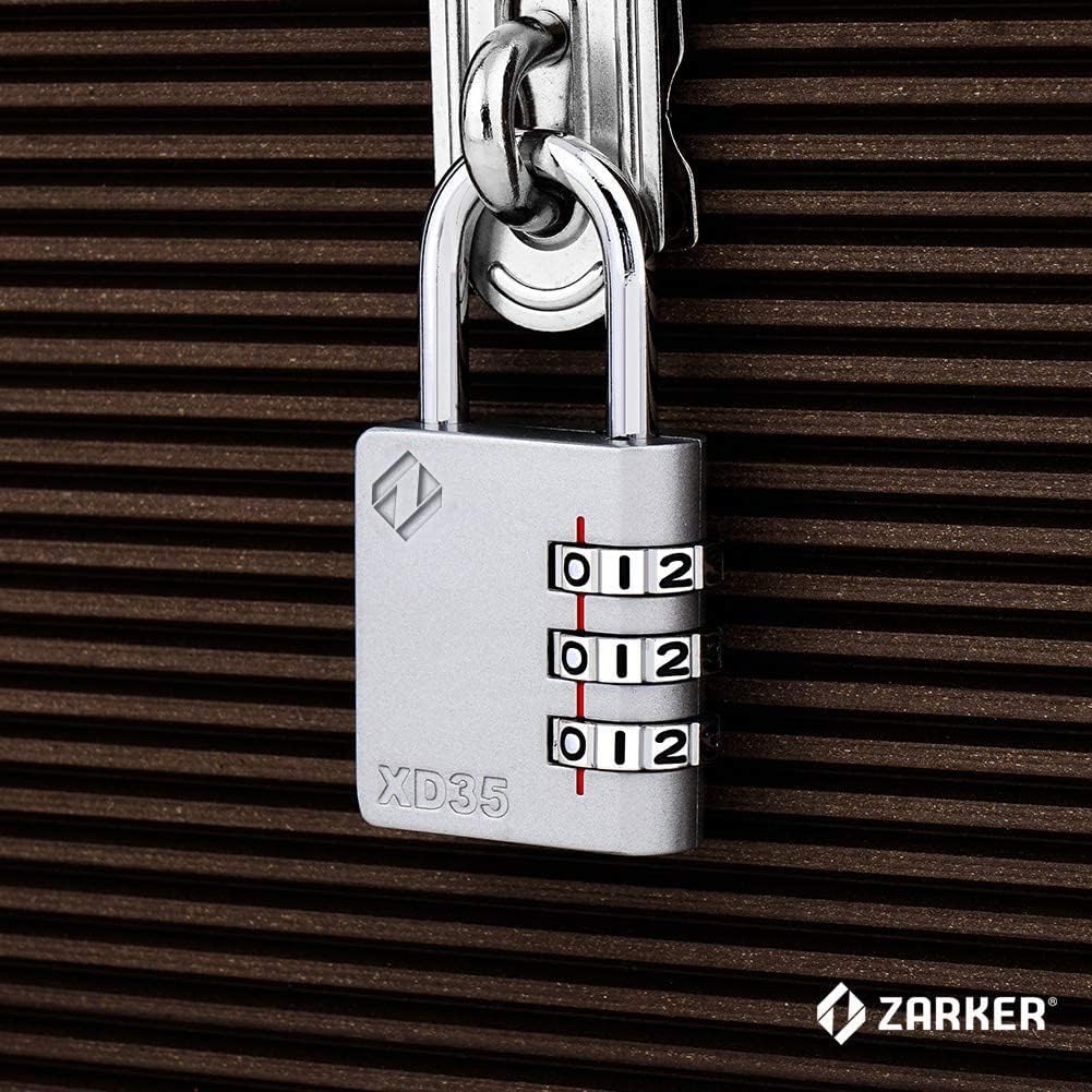 XD35 Combination Lock, 3-Digit Padlock for School Gym Sports LockerLock, Fence, Toolbox, Case, Hasp Storage (1-Pack, Gray)