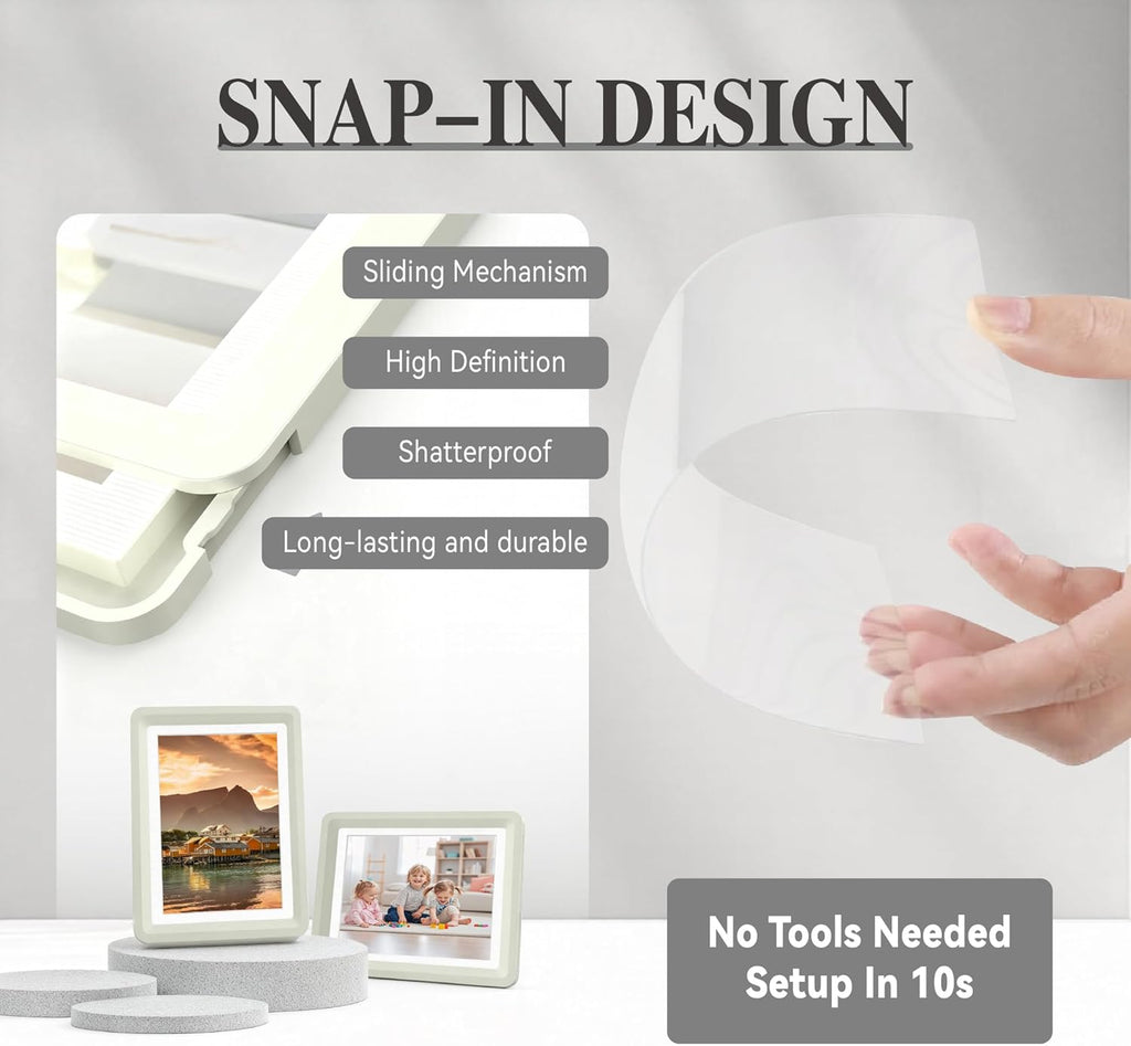 Light Gray 5x7 Picture Frame with Acrylic Front 3 Pack, ABS Frame for 5x7 or 4x8 Photos, Shatterproof UV-Resistant Tabletop Photo Frame, Vertical/Horizontal Display for Home Décor