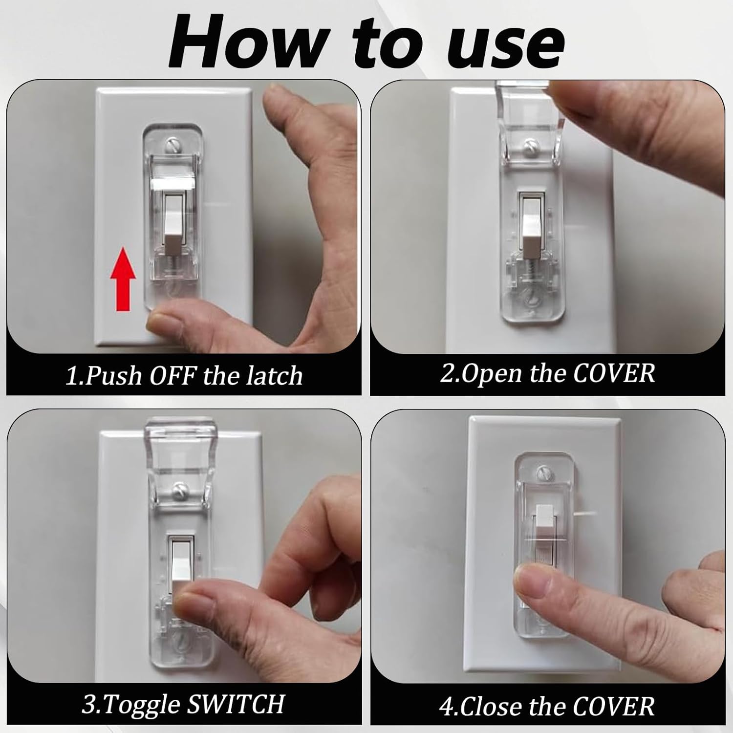 4 PCS Light Switch Cover Guard Child Proof Light Switch Guard Wall Switches Cover Toggle Switches Covers for Protects Your Lights from Being Accidentally Turned On or Off by Children and Adults