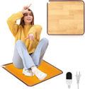 PVC 110V Heated Floor Mat Heater for Foot Warmer Under Desk 22 x 20 Inch Electric Heating Pad Energy Saving Carpet Pad Indoor Floor Heated Rug for Home Office Bathroom House Brown