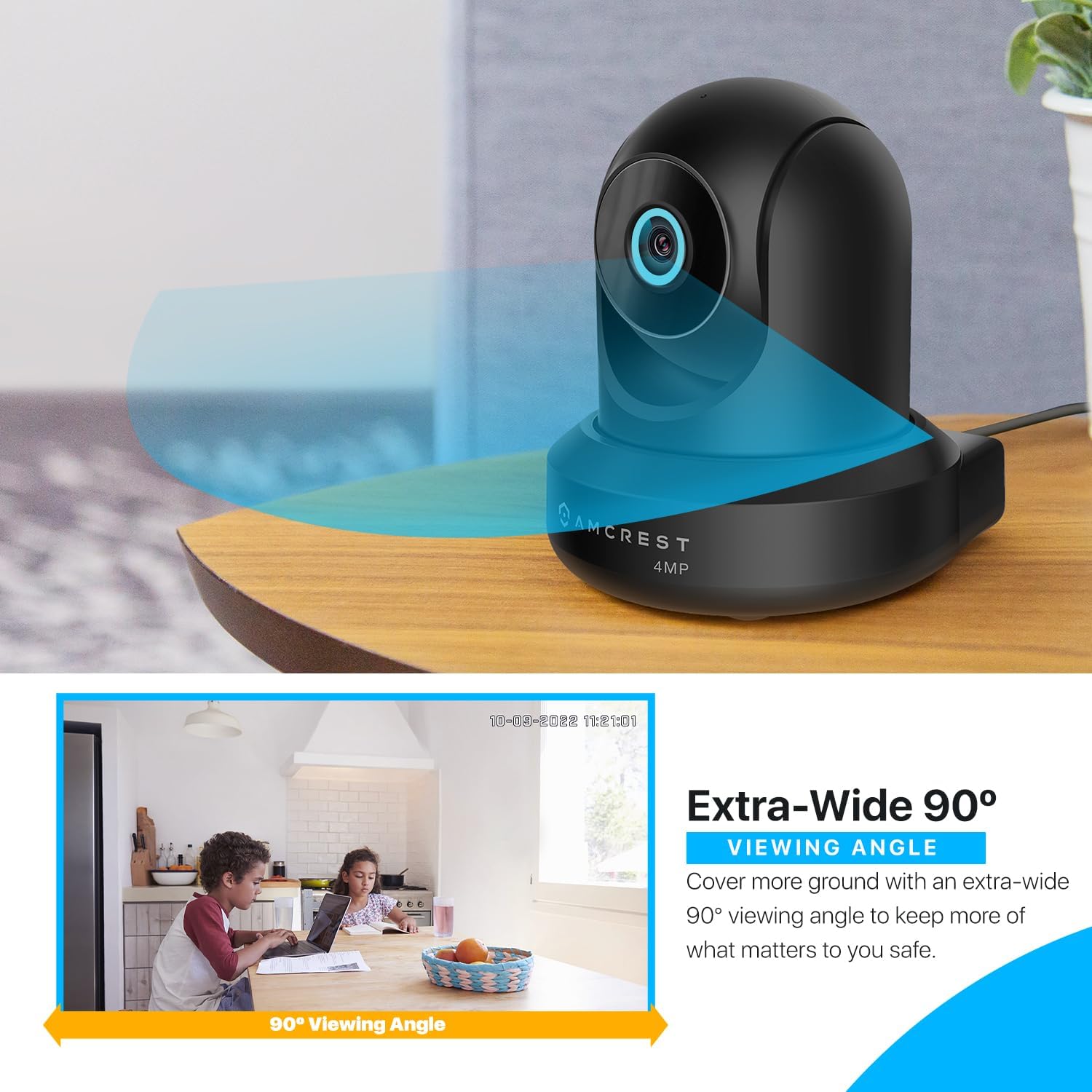 Amcrest 4MP ProHD Indoor WiFi, Security IP Camera with Pan/Tilt, Two-Way Audio, Night Vision, Remote Viewing, 4-Megapixel @30FPS, Wide 90° FOV, IP4M-1041B (Black)