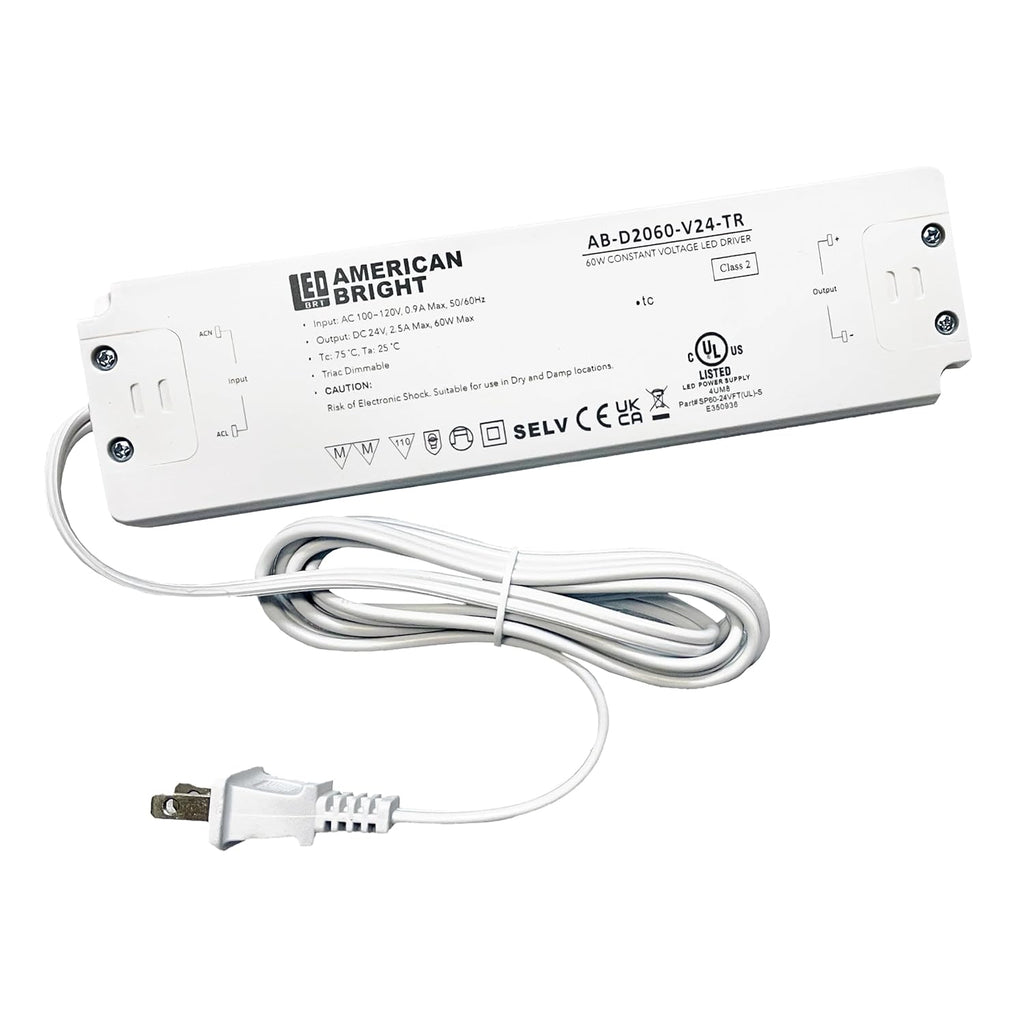 LED Driver 60W Constant Output Voltage: 24V DC, Open Circuit/Short Circuit/Overload/Overheat Protection, Triac Dimmable
