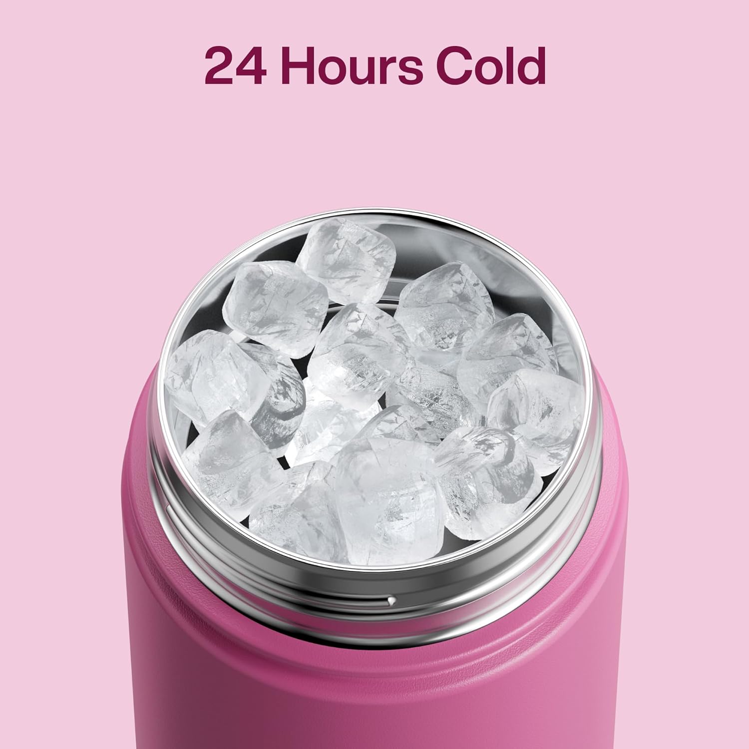 ENCOOL Insulated Water Bottle with Straw Stainless Steel Water Bottle, Leak-Proof, BPA-Free, Double Wall Vacuum Keeps Cold for 24 Hours for Sports, Travel, School (26 oz, Turkish Rose)