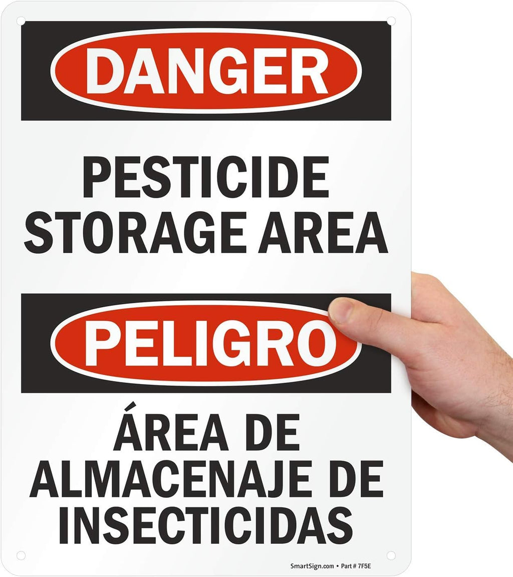 SmartSign "Danger - Pesticide Storage Area" Bilingual Sign | 10" x 14" Aluminum