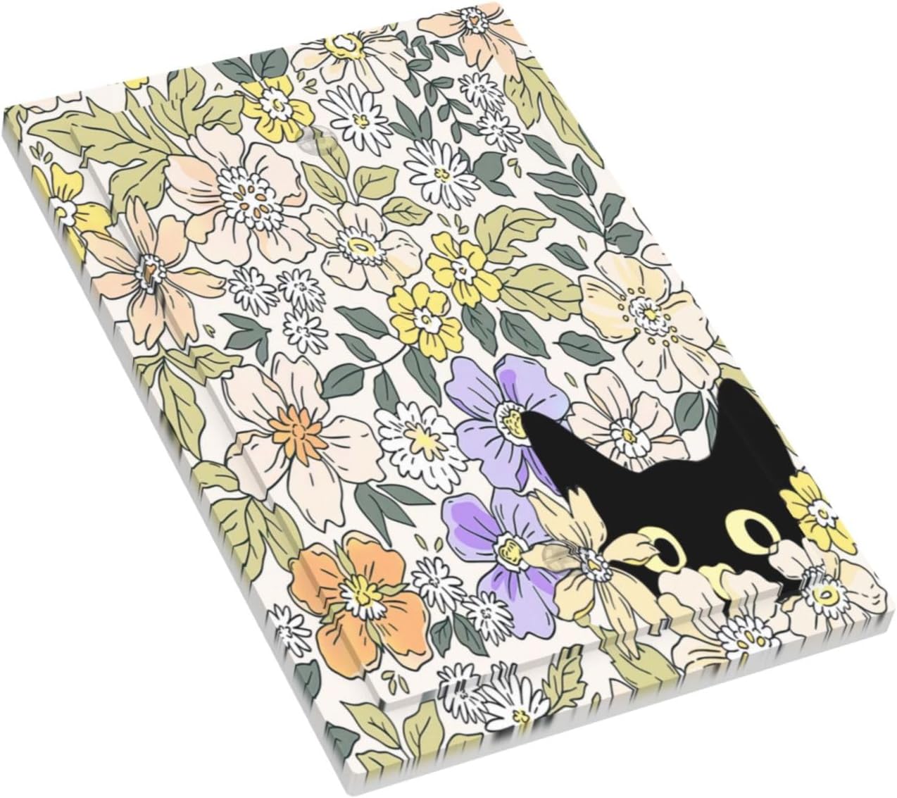 Decorative Light Switch Plate Covers Cute Black Cat in a Flower Patch Botanical Garden 1 Gang No Device Single Blank Outlet Covers Wall Plate Light Switch Covers for Bedroom Home Decor